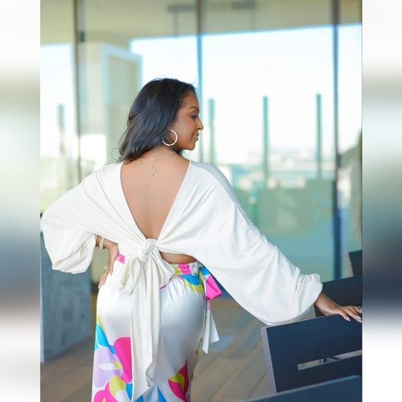 ๐๐ THE DROP White Long-sleeve Wrap Cardigan Low Back Tie Soft Knit Size: M - Picture 1 of 7